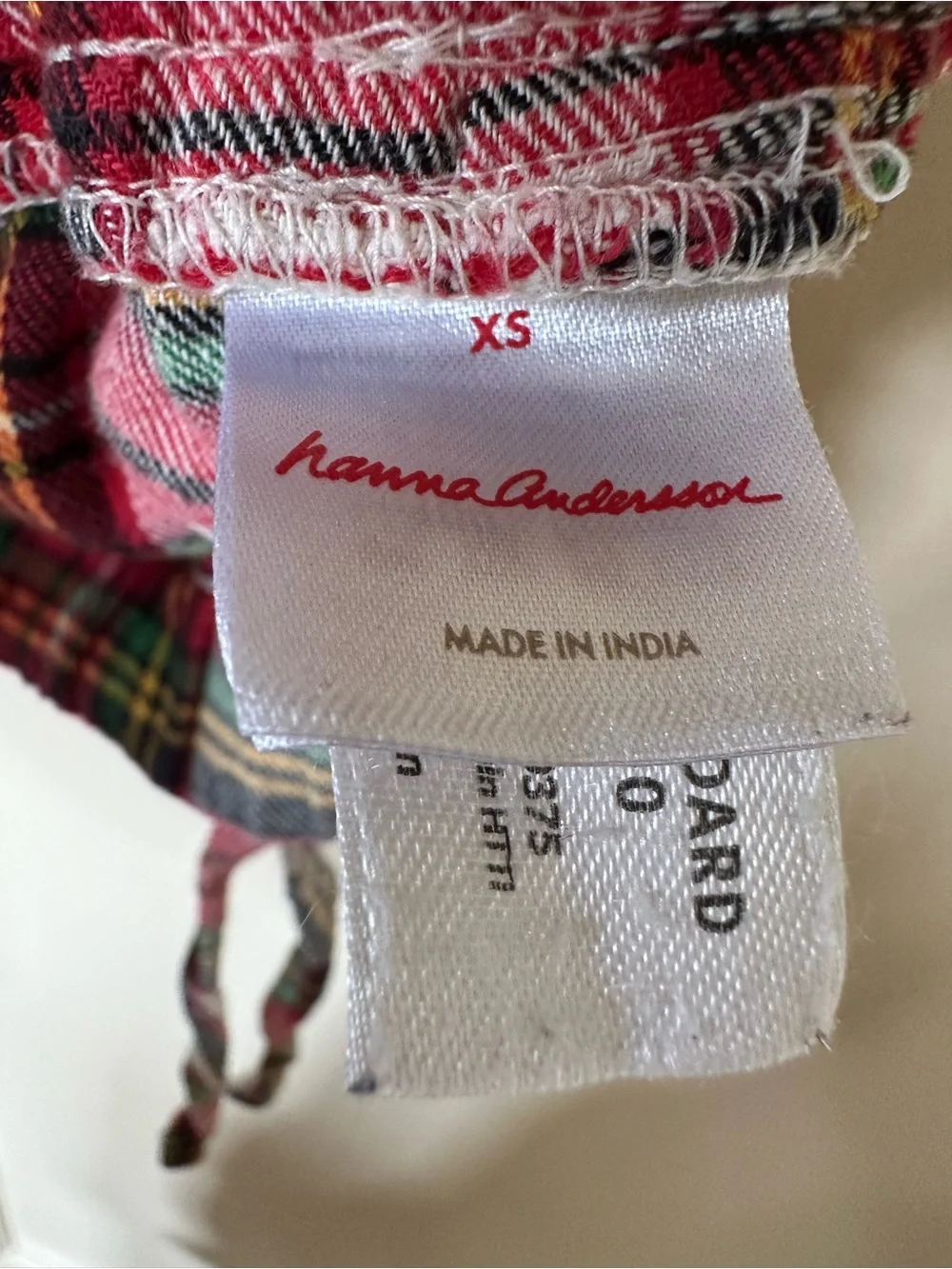 Hanna Andersson XS Red Plaid Cotton Pajama set